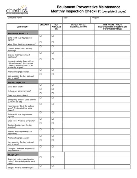 bending machine inspection checklist|free printable machine inspection form.